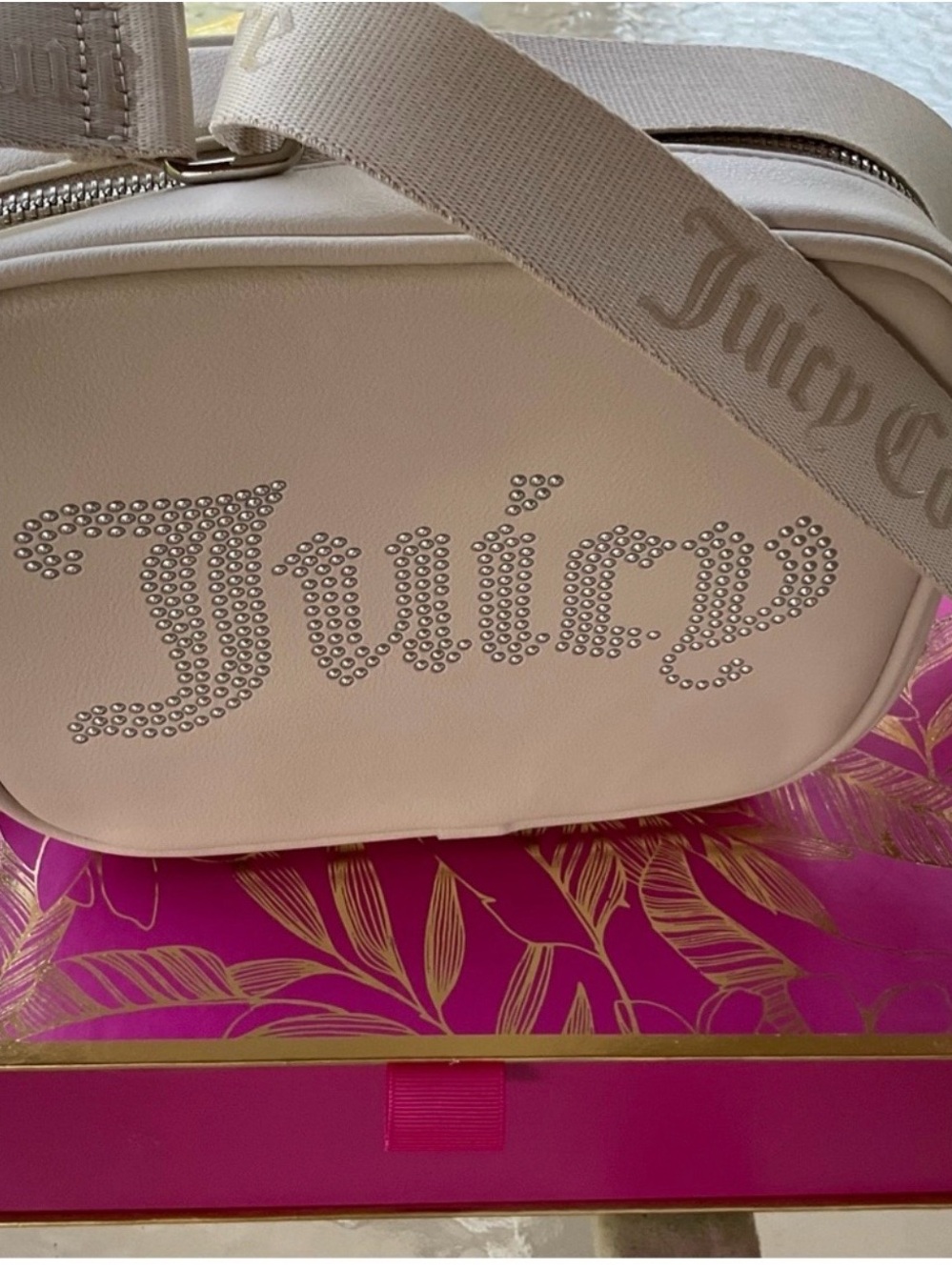 Juicy Couture Cream Crossbody Bag with Crystal Logo